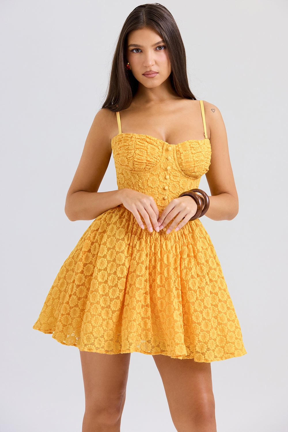 Lana | Lace Corset Mini Dress with Structured Bodice
