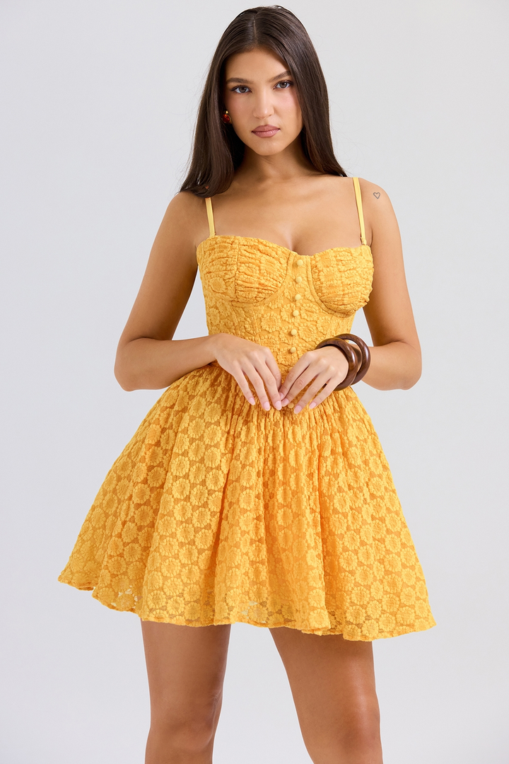 Lana | Lace Corset Mini Dress with Structured Bodice