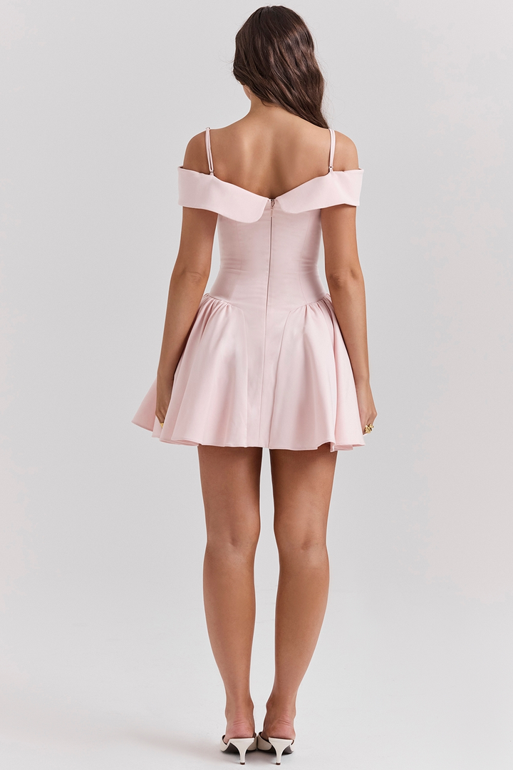 Pansy | Off Shoulder Mini Dress with Flared Skirt