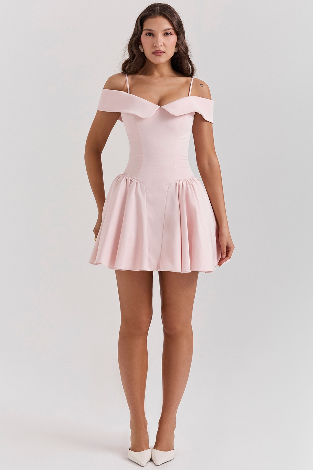 Pansy | Off Shoulder Mini Dress with Flared Skirt