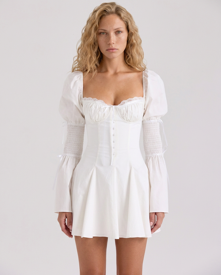 Monica | Flute Sleeve Mini Dress with Fitted Waist