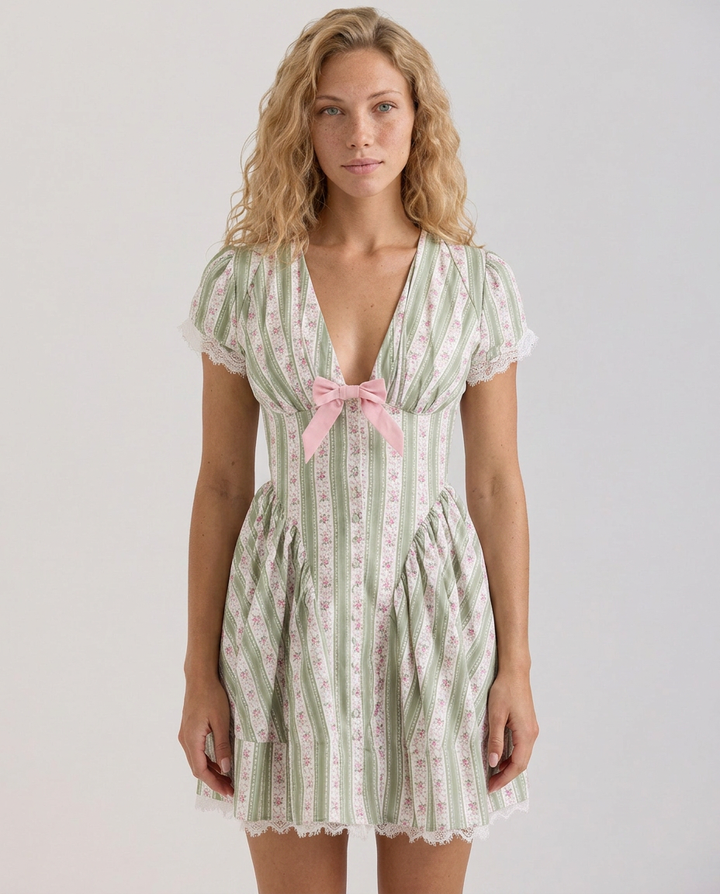Carly | Stretch Cotton Mini Dress with Gingham Pattern