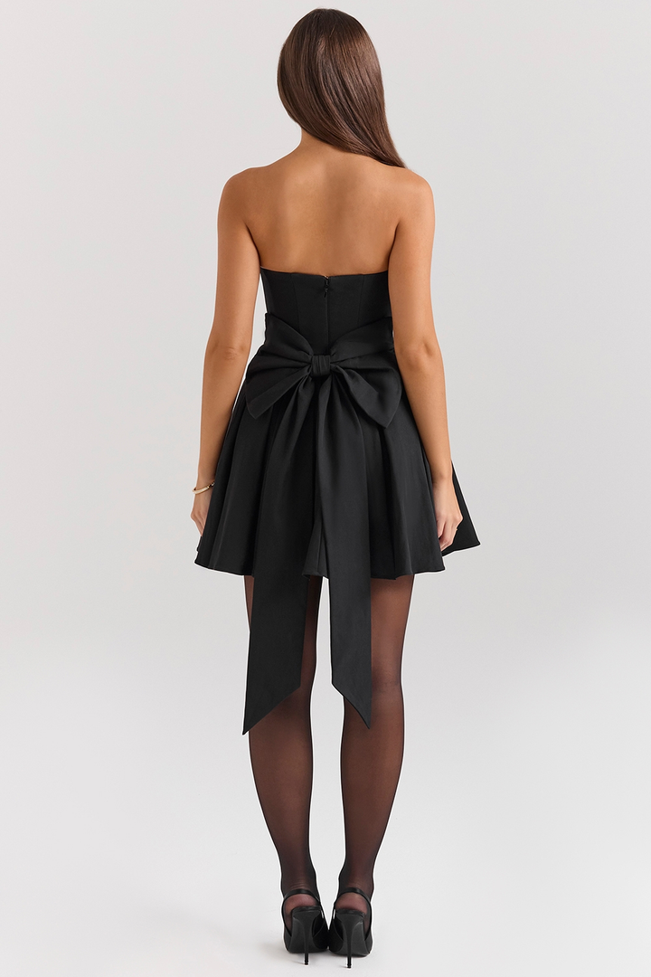 Lora | Strapless Mini Dress with Detachable Bow Detail