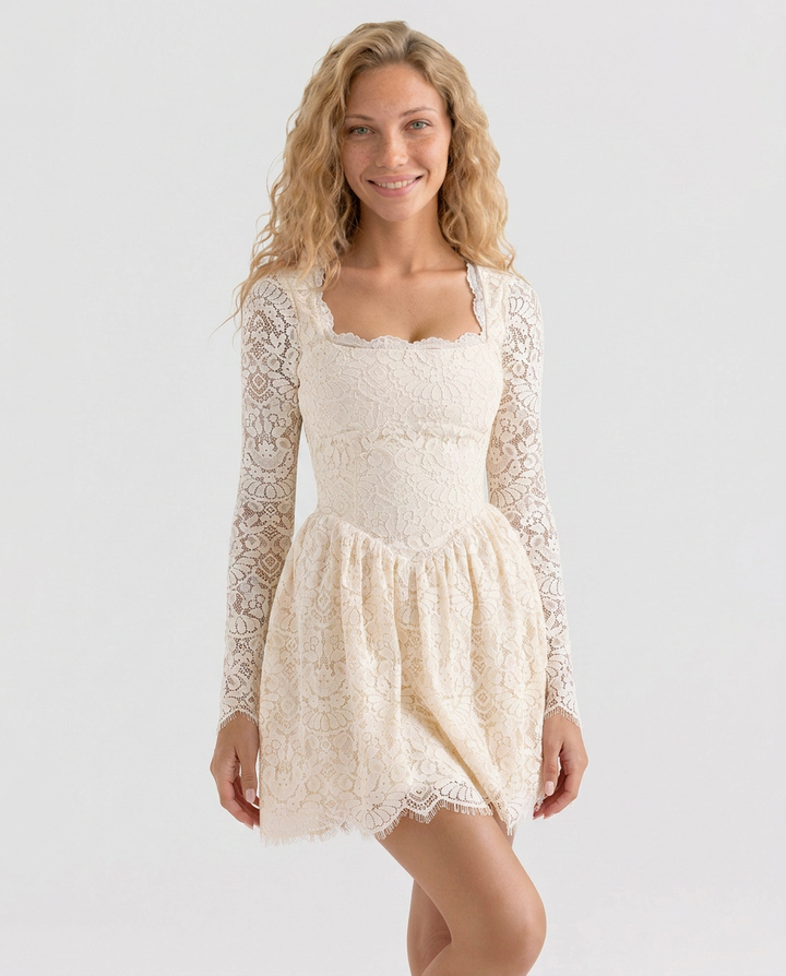 Reva | Lace Mini Dress with Long Sleeves