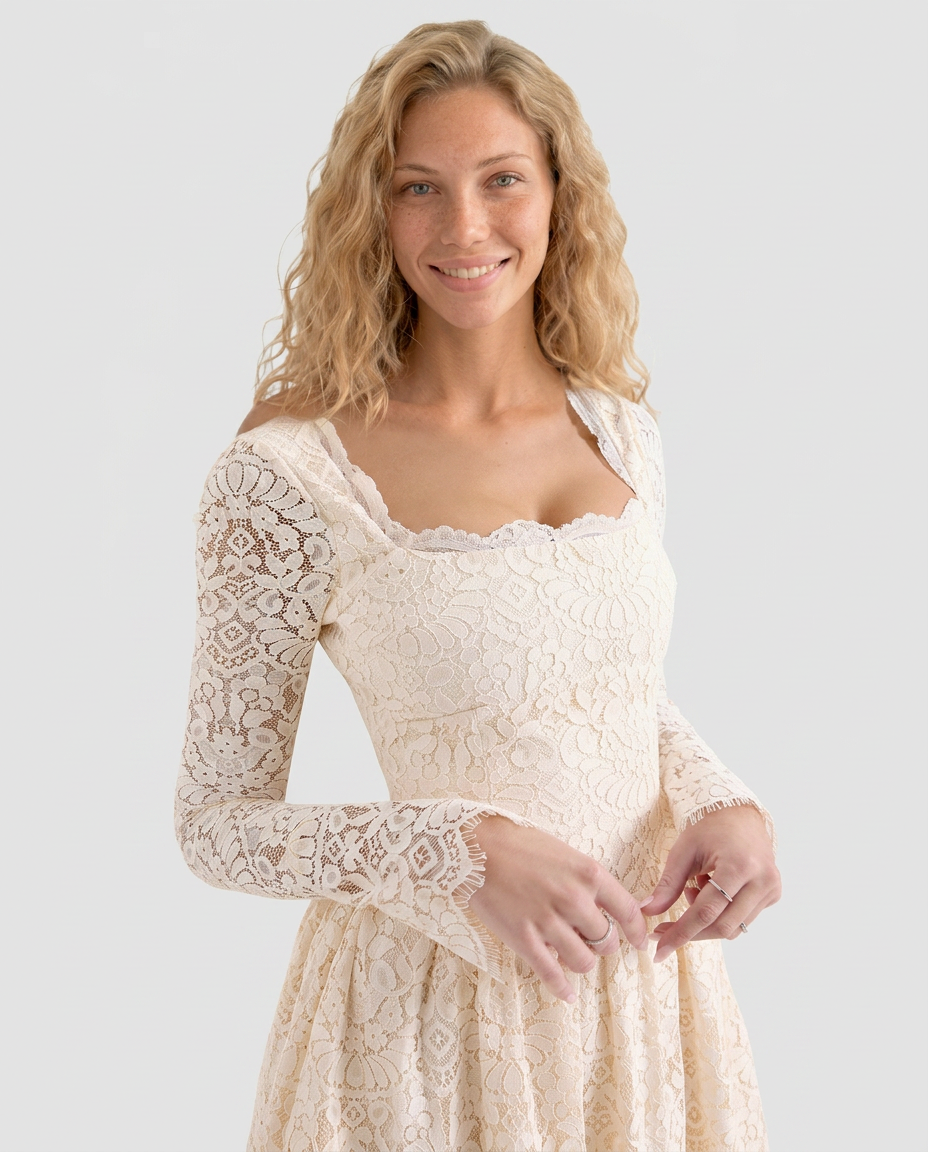 Reva | Lace Mini Dress with Long Sleeves