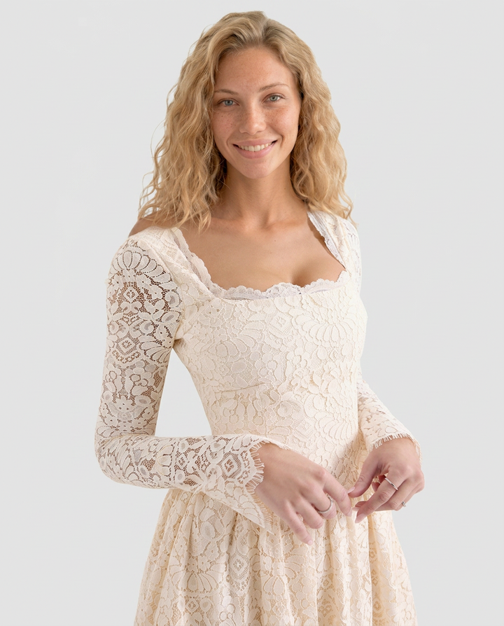 Reva | Lace Mini Dress with Long Sleeves