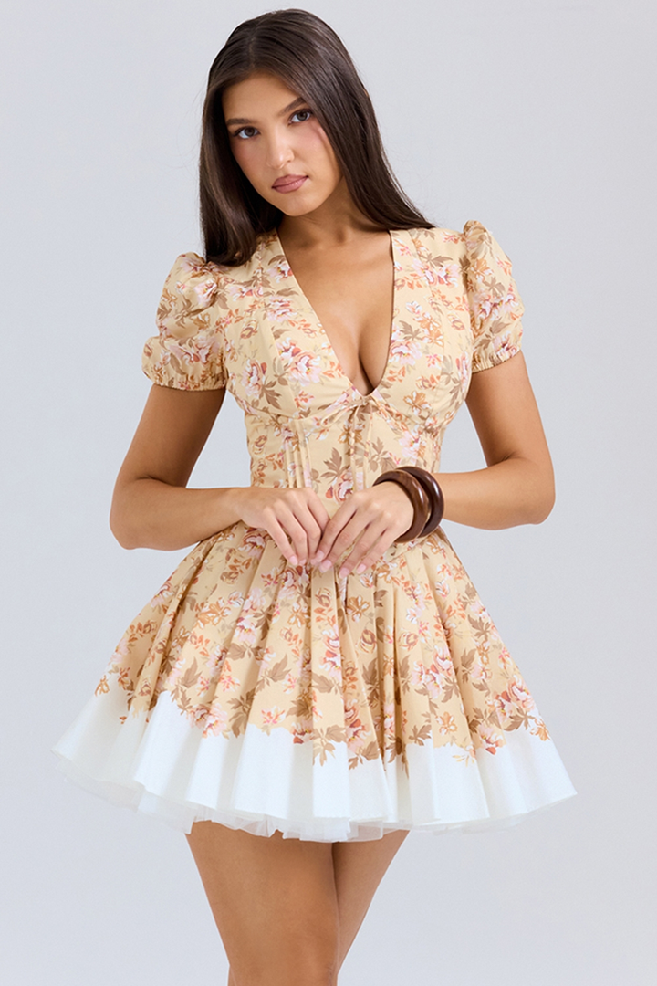 Sasha | Mini Dress with Pleated Cotton Finish