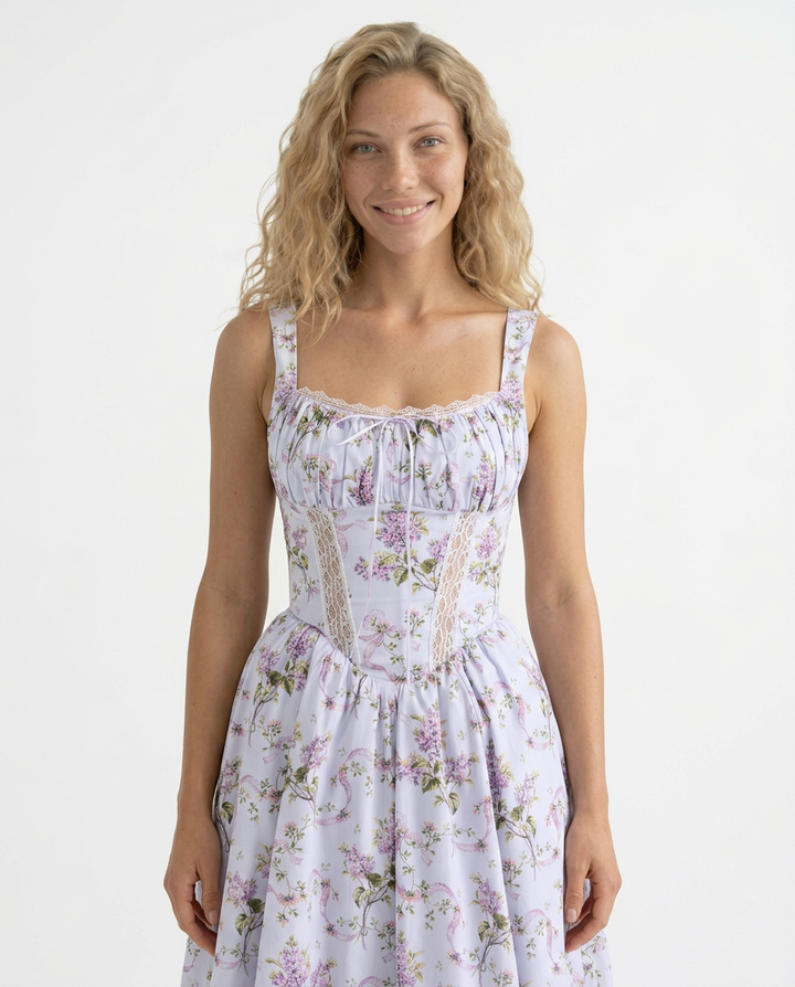 Katie | Floral Print Cotton Mini Dress