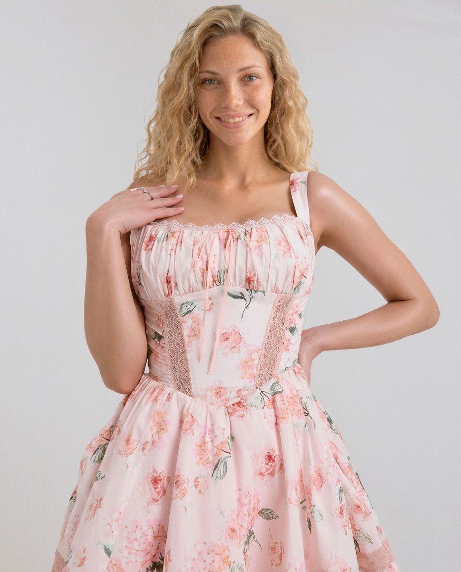 Katie | Floral Print Cotton Mini Dress