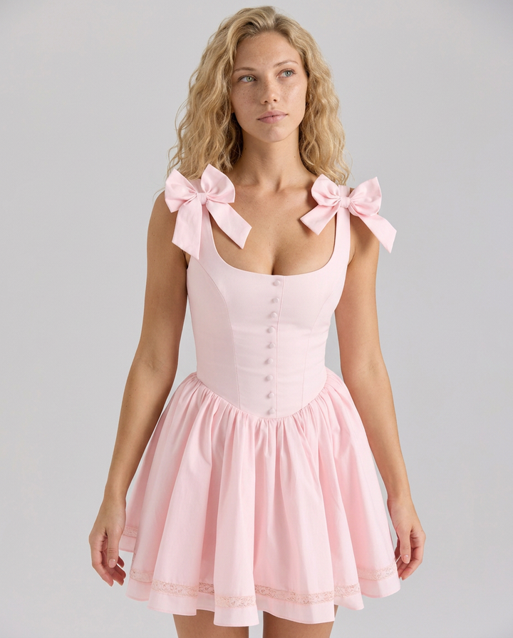 Elvia | Bow Strap Mini Dress