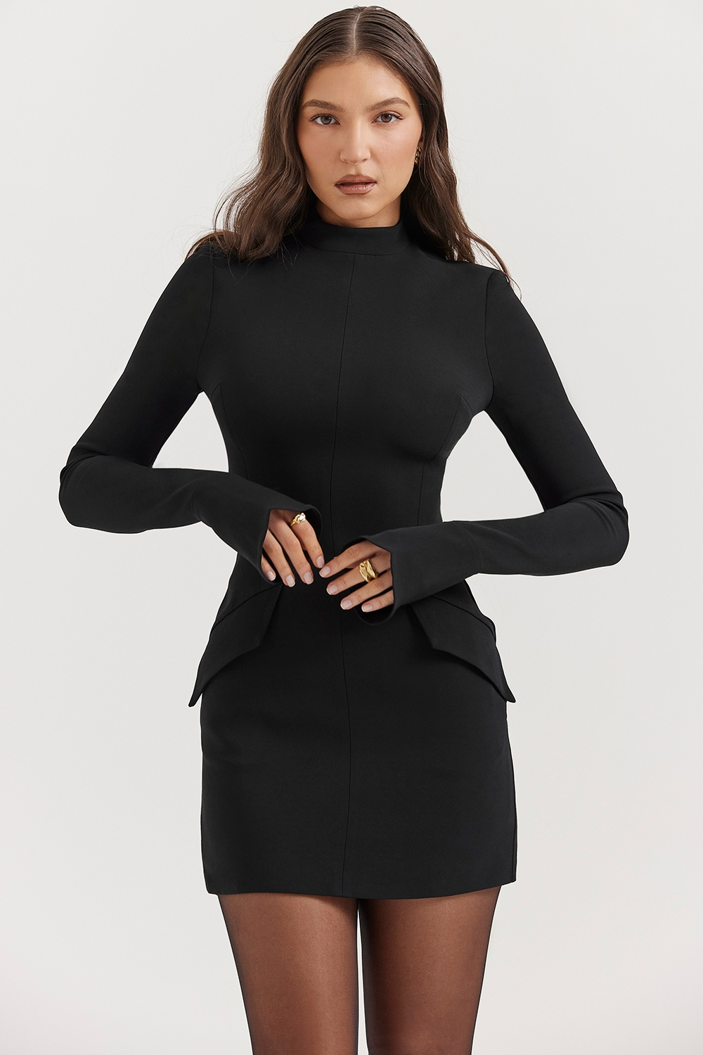 Latisha | High Neck Long Sleeve Mini Dress