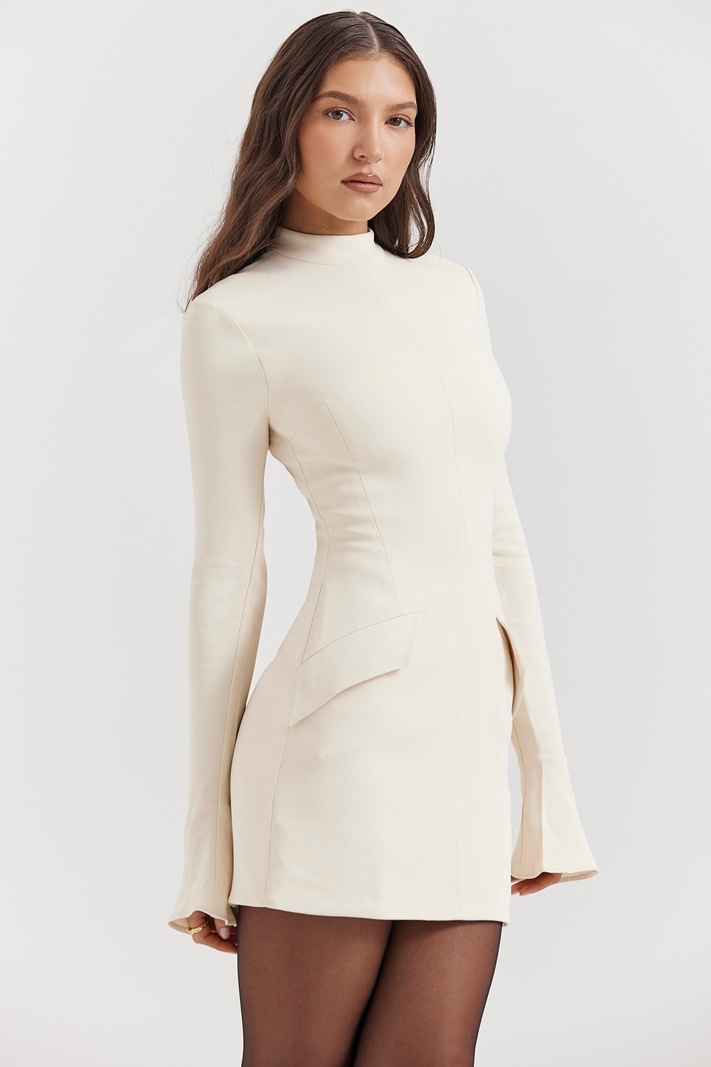 Latisha | High Neck Long Sleeve Mini Dress