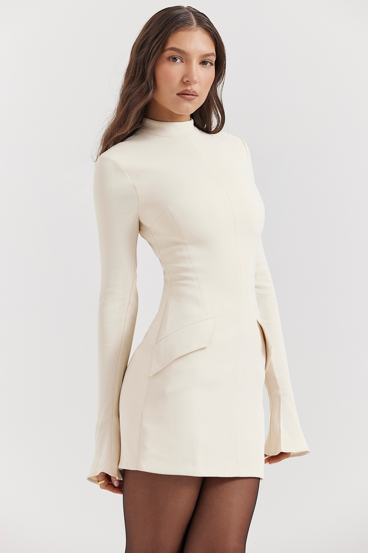 Latisha | High Neck Long Sleeve Mini Dress