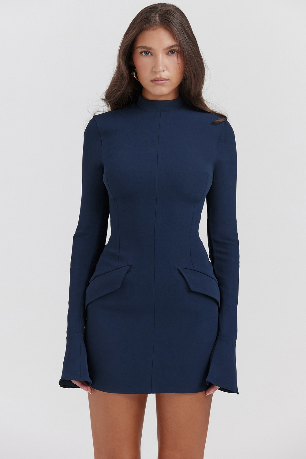 Latisha | High Neck Long Sleeve Mini Dress