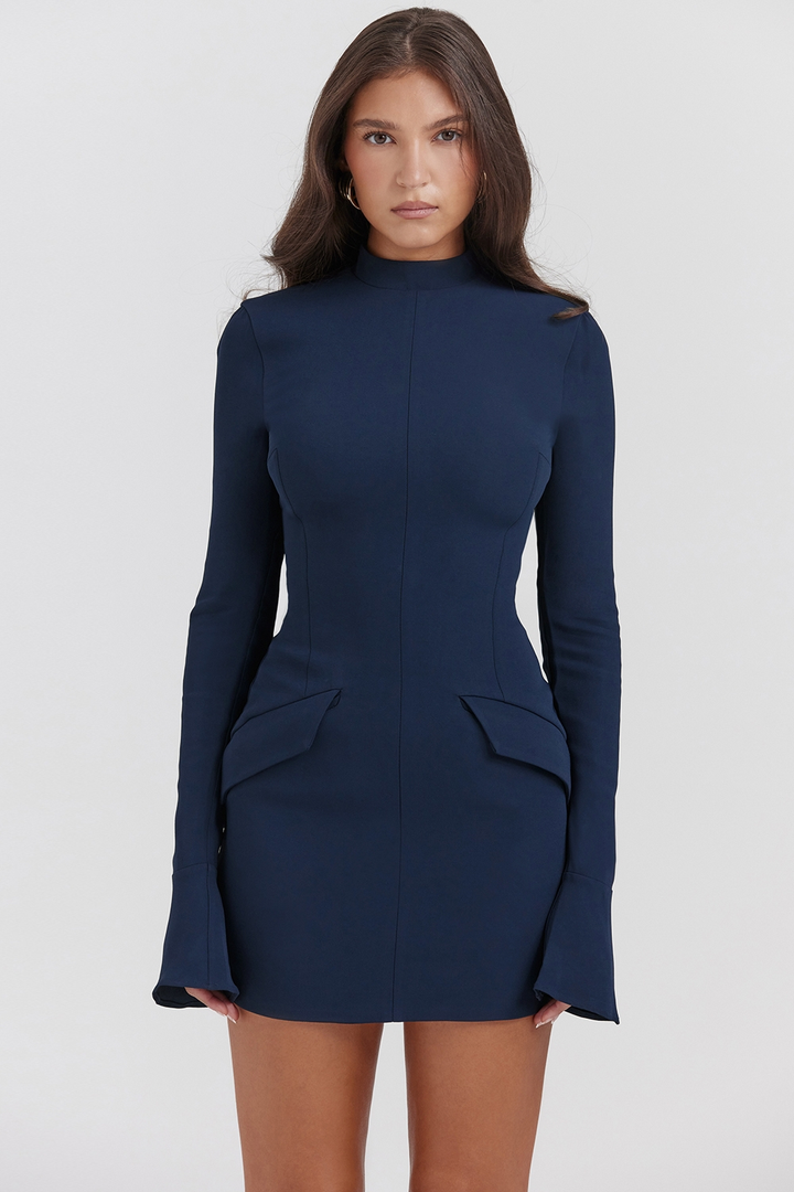 Latisha | High Neck Long Sleeve Mini Dress