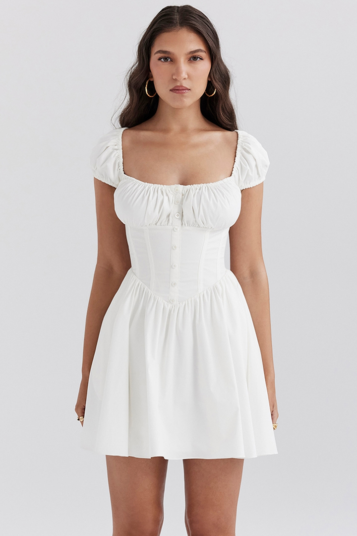 Ursula | Gathered Cotton Mini Dress