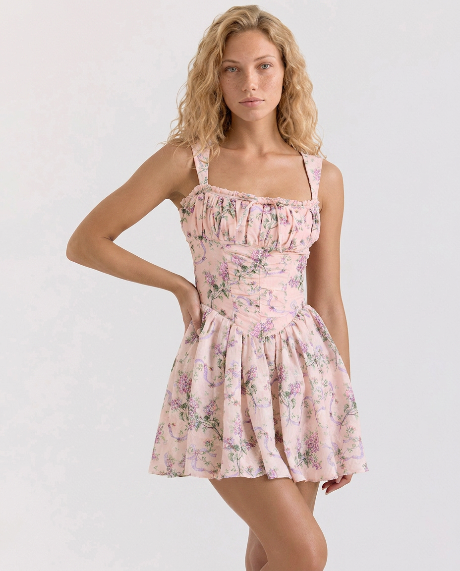 Avis | Print Cotton Mini Dress with Bloomers