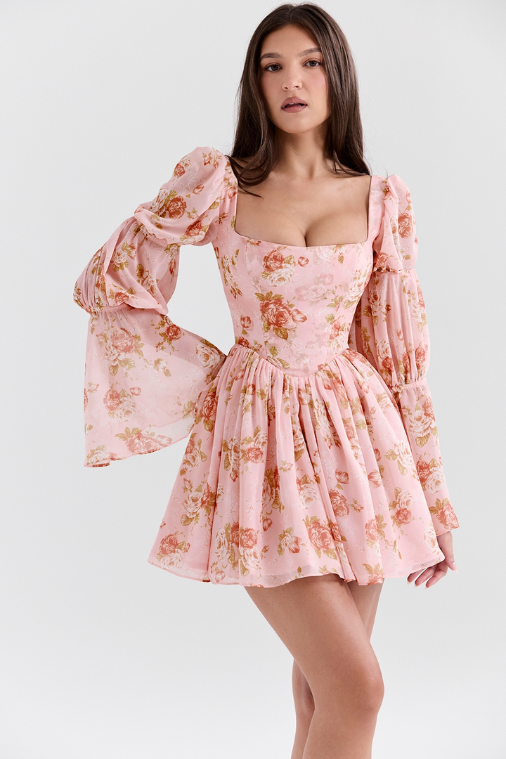 Alta | Print Puff Sleeve Mini Dress