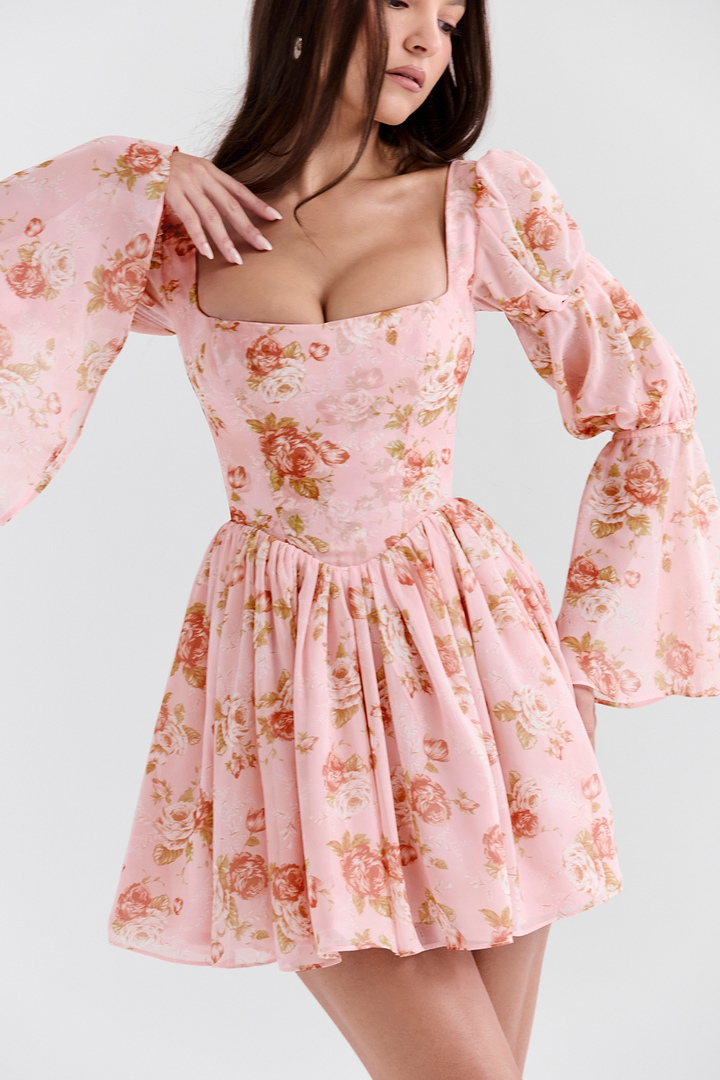 Alta | Print Puff Sleeve Mini Dress