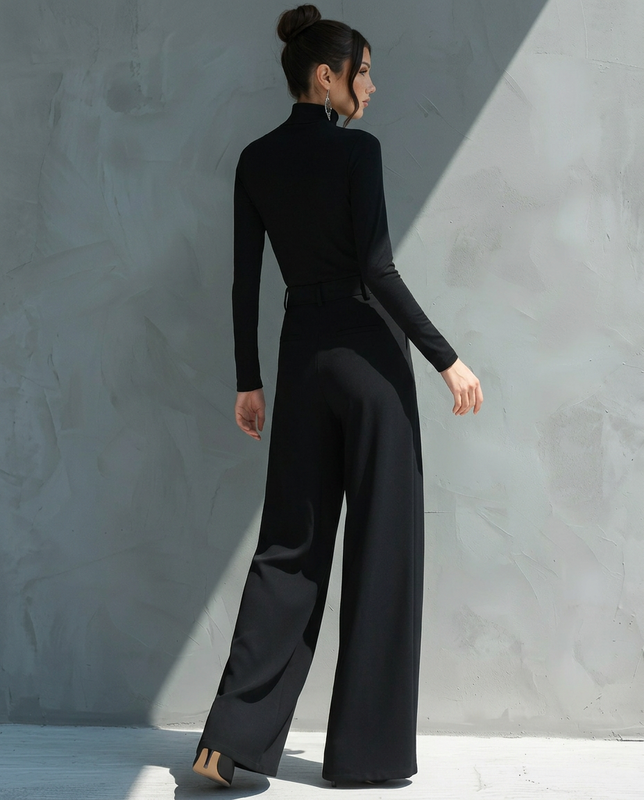 Melva | Turtleneck Wide-Leg Knit Jumpsuit