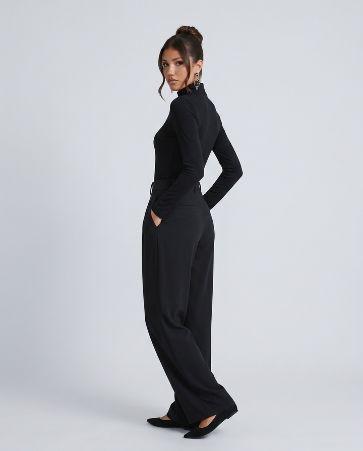 Melva | Turtleneck Wide-Leg Knit Jumpsuit