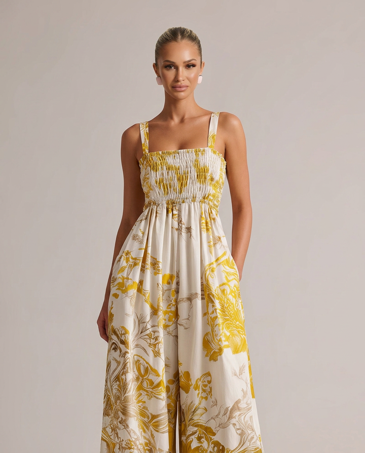 Luz | Printed Sleeveless Wide-Leg Jumpsuit