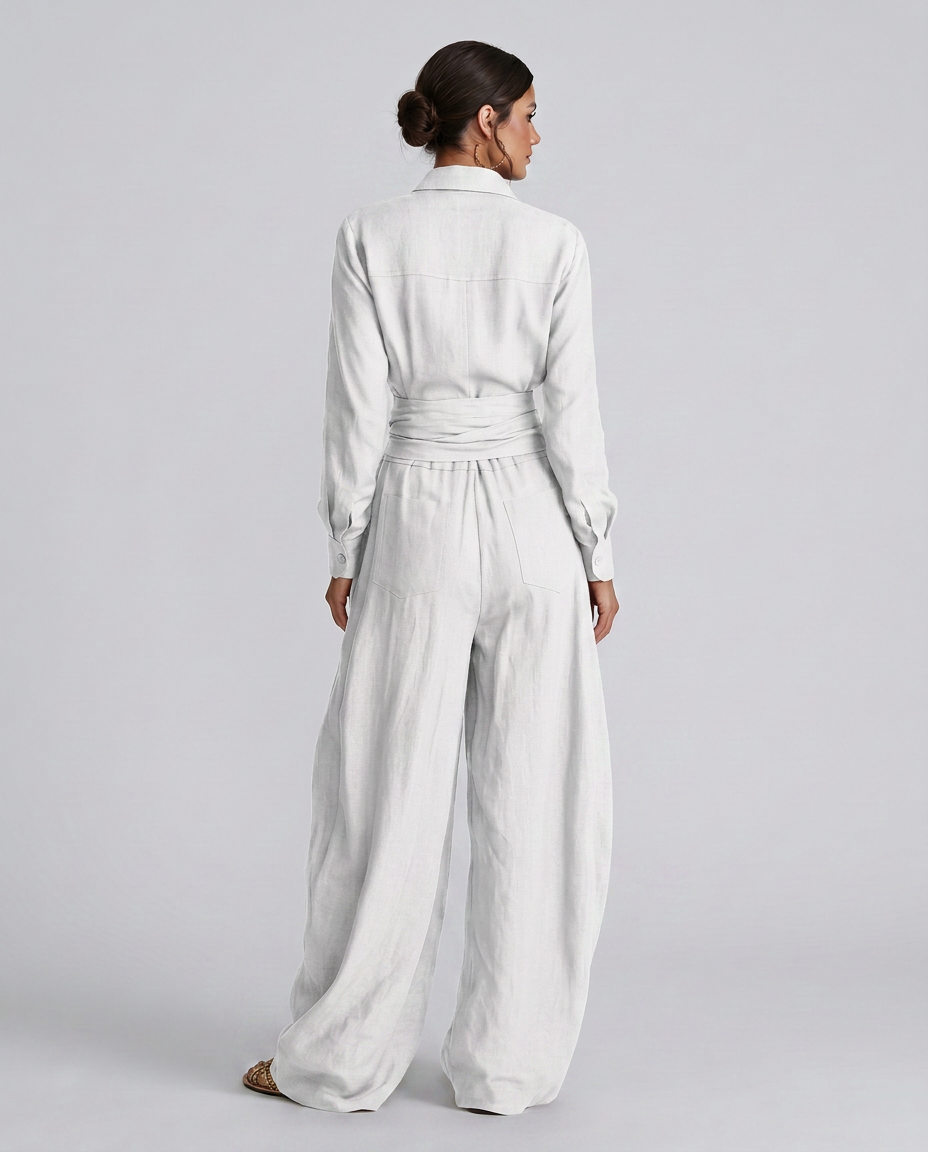 Juliet | Belted Shirt Collar Jumpsuit