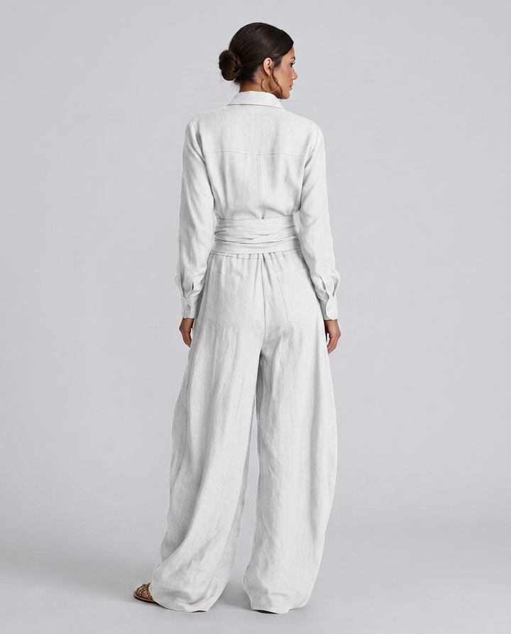 Juliet | Belted Shirt Collar Jumpsuit
