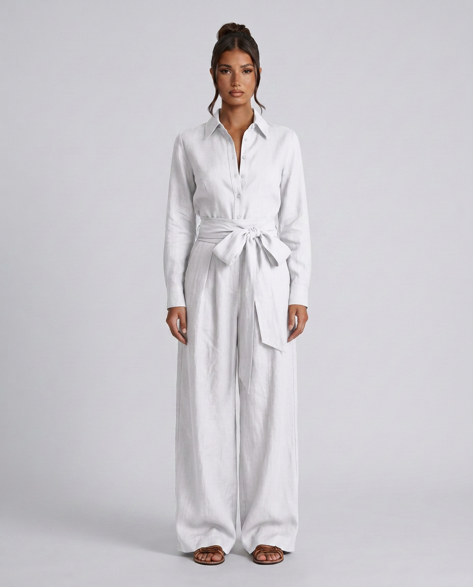 Juliet | Belted Shirt Collar Jumpsuit