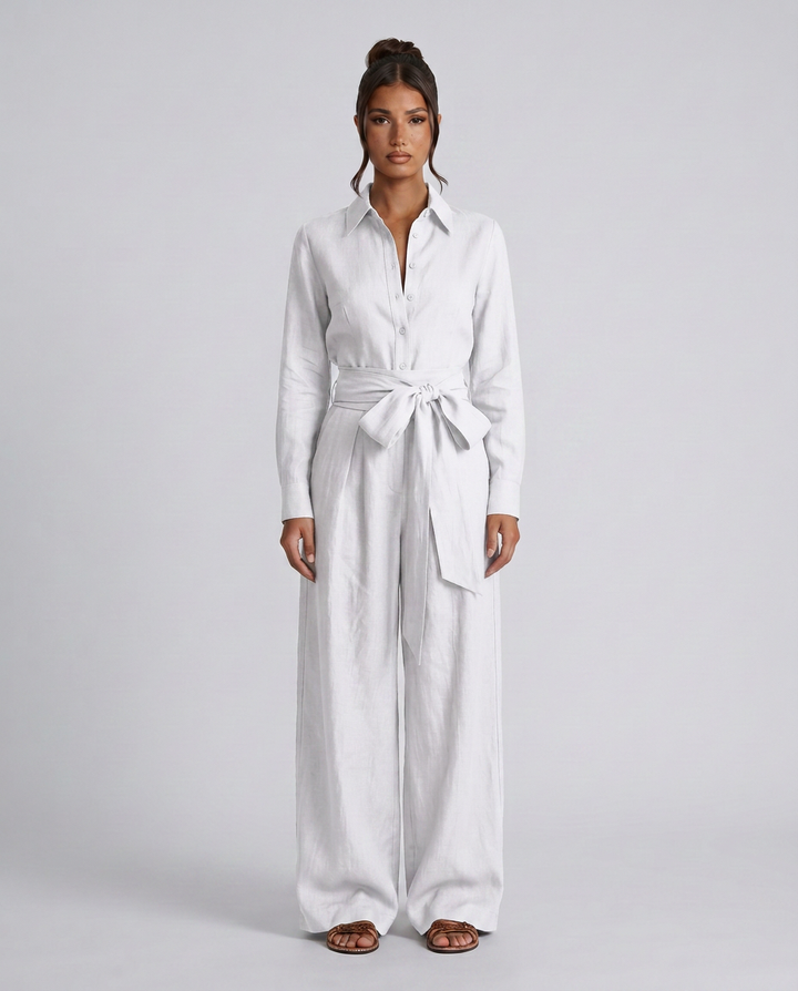 Juliet | Belted Shirt Collar Jumpsuit