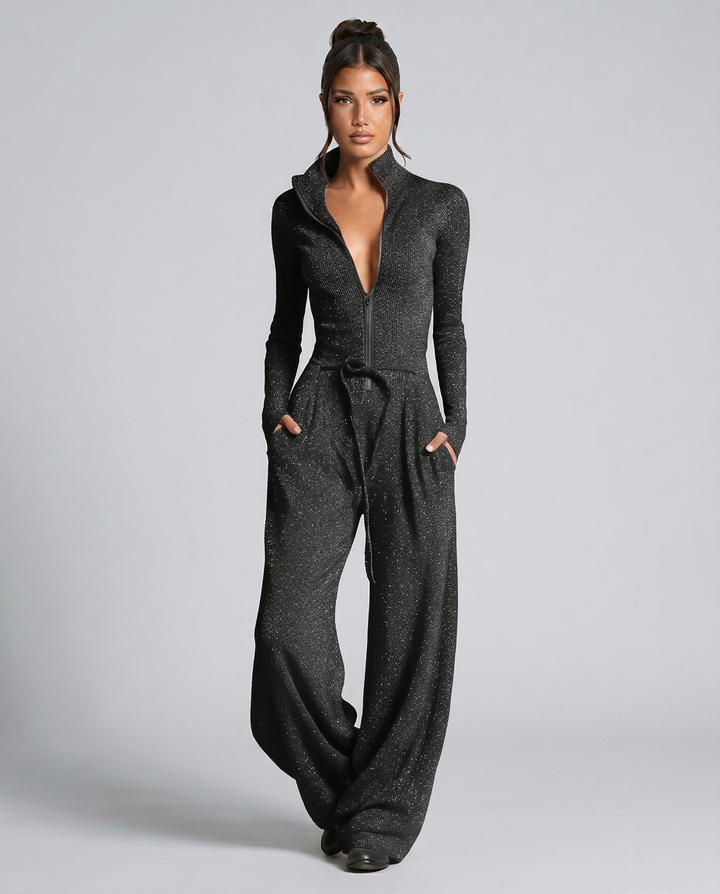 Audrey | Sparkling Zip-Front Jumpsuit