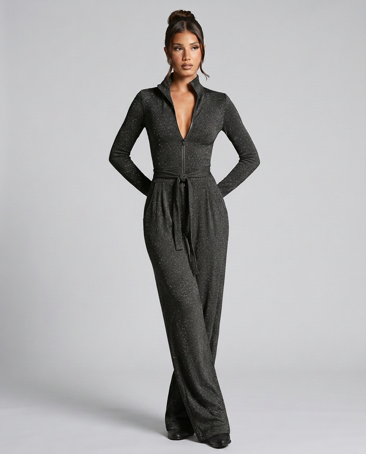 Audrey | Sparkling Zip-Front Jumpsuit