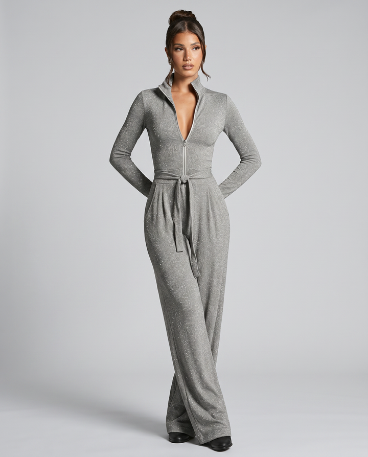Audrey | Sparkling Zip-Front Jumpsuit