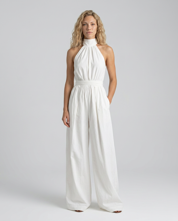 Alma | Halter-Neck Wide-Leg Jumpsuit