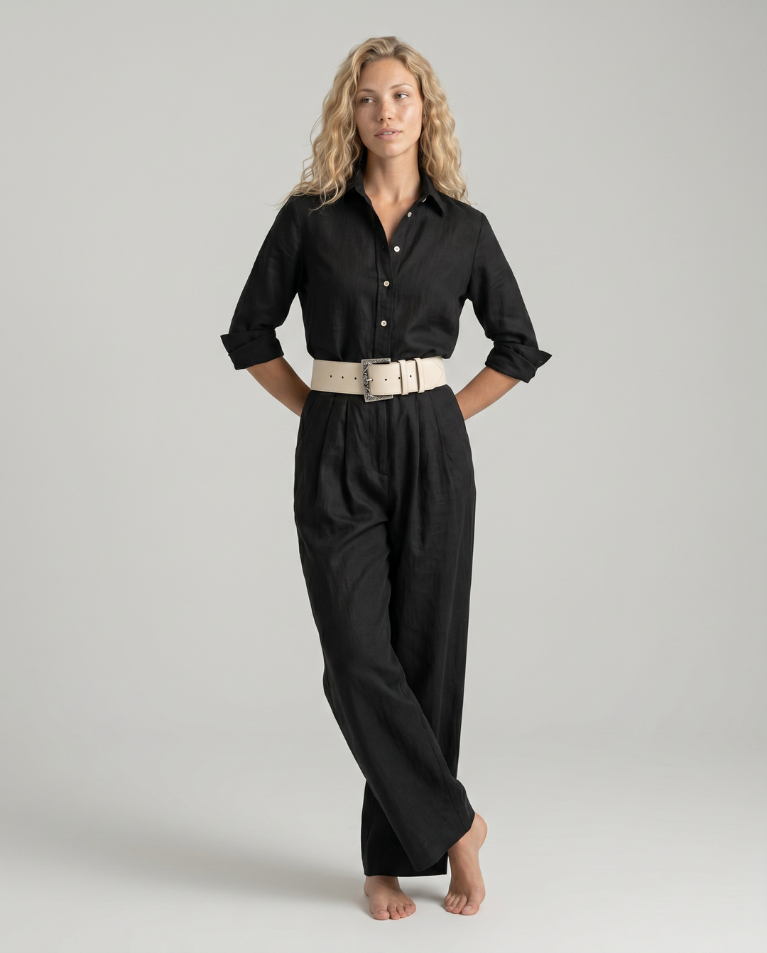 Leah | Belted Wide-Leg Jumpsuit
