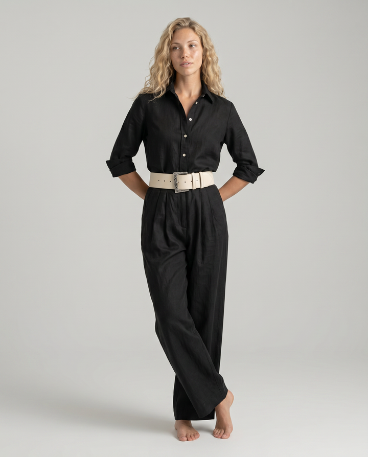Leah | Belted Wide-Leg Jumpsuit