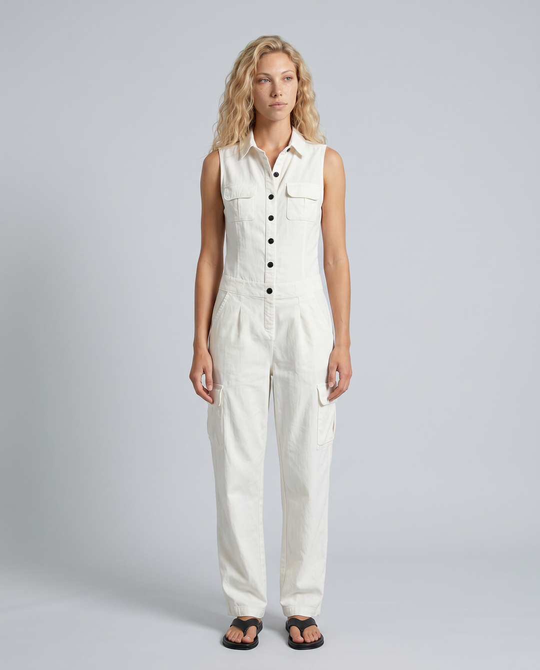 Fran | Sleeveless Single-Breasted Jumpsuit