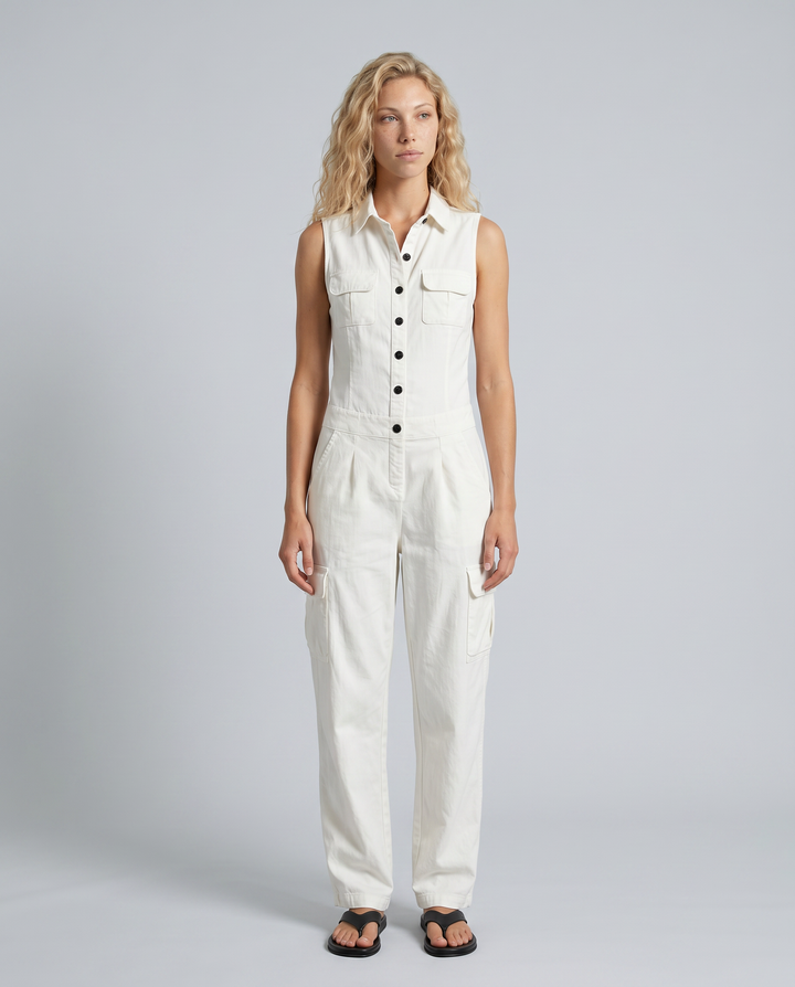 Fran | Sleeveless Single-Breasted Jumpsuit