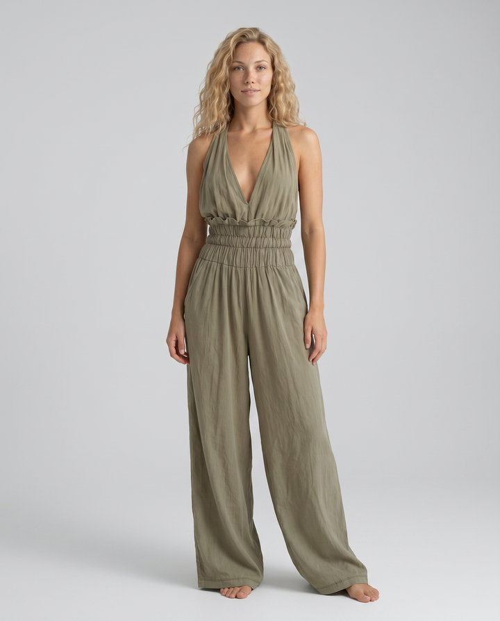 Lee | Halter-Neck Waist-Cinching Jumpsuit