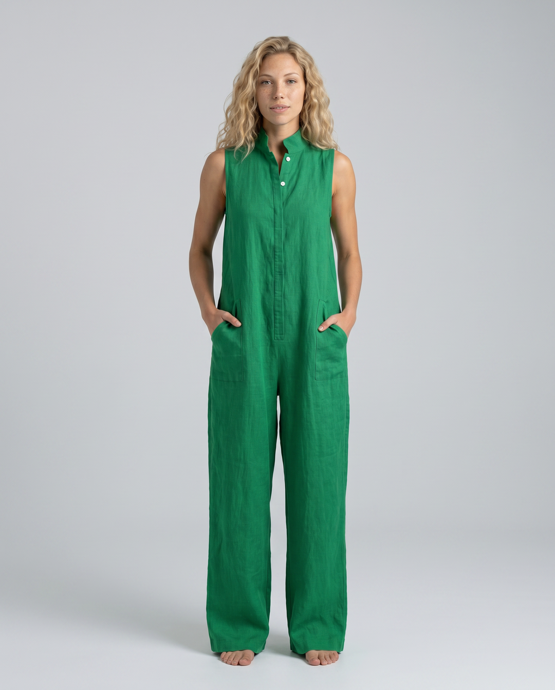 Vonda | Sleeveless Linen-Blend Relaxed Jumpsuit