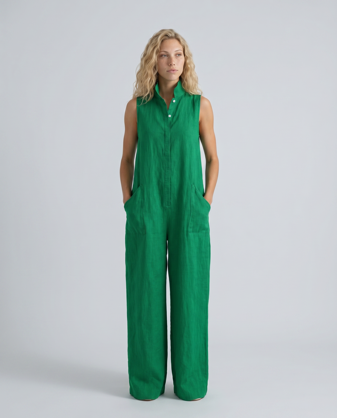 Vonda | Sleeveless Linen-Blend Relaxed Jumpsuit