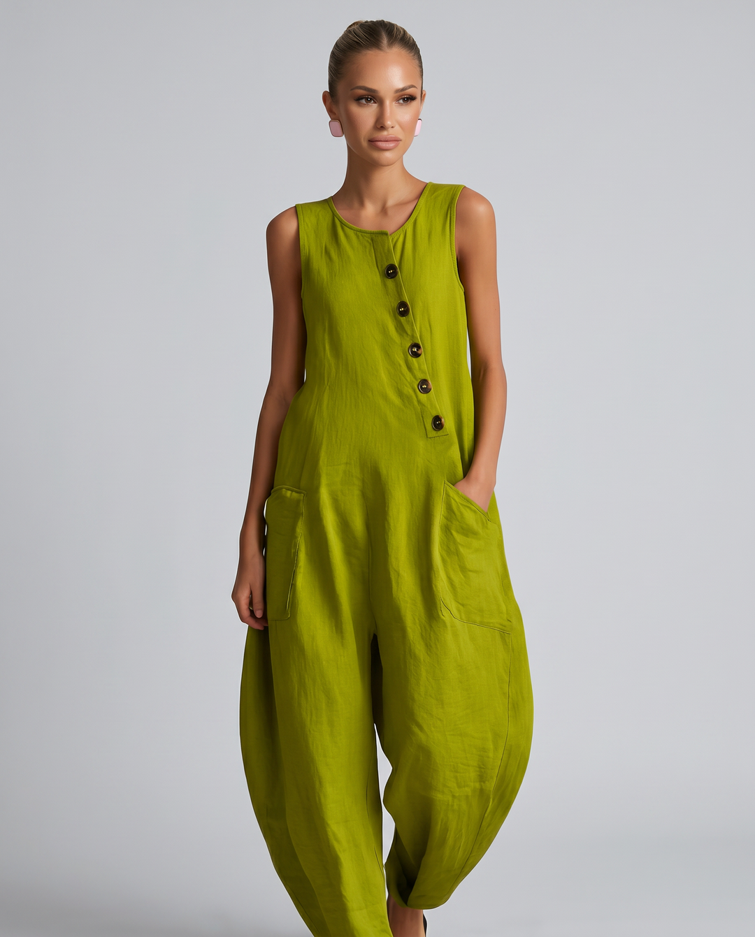 Nita | Sleeveless Linen-Blend Relaxed Jumpsuit