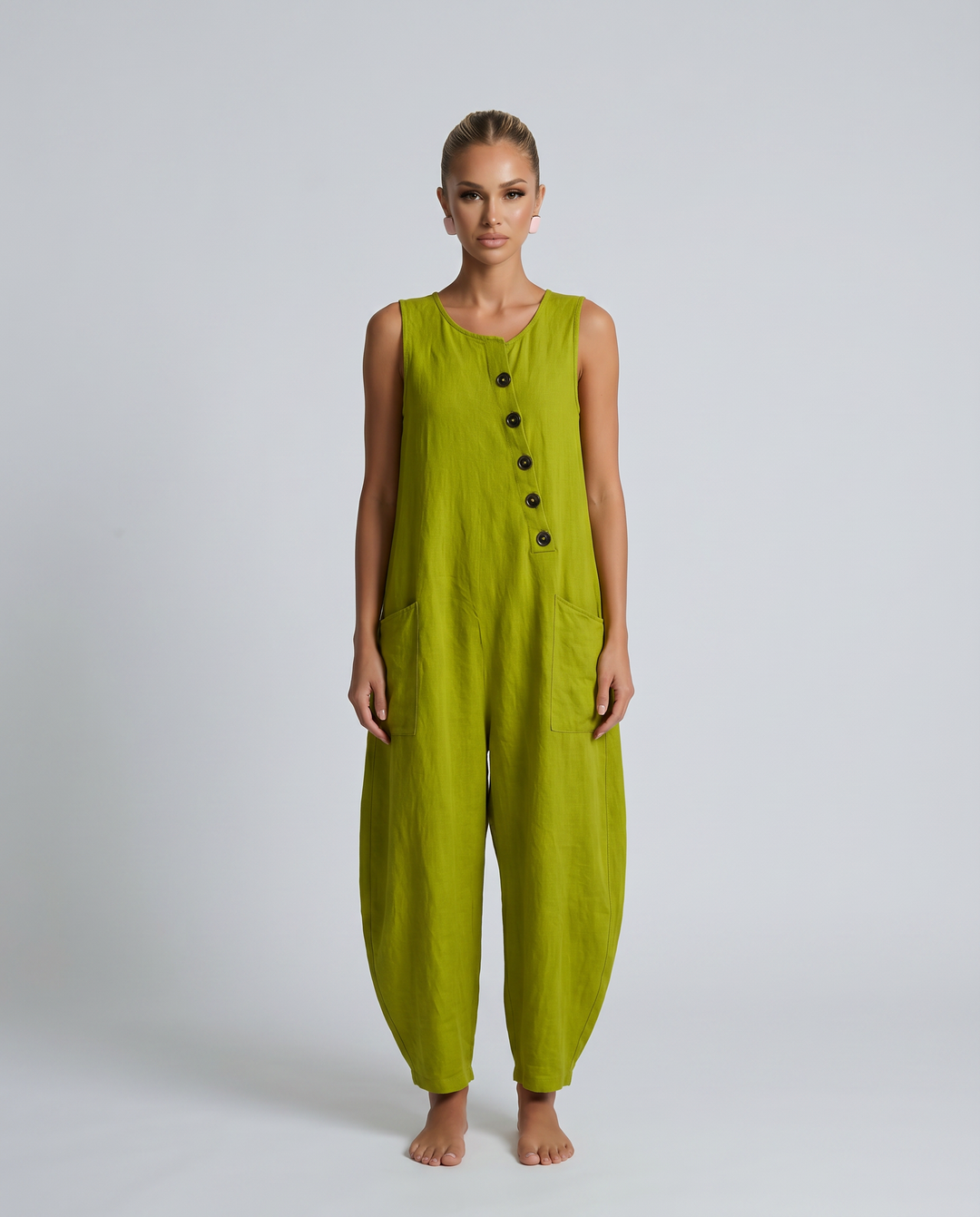 Nita | Sleeveless Linen-Blend Relaxed Jumpsuit