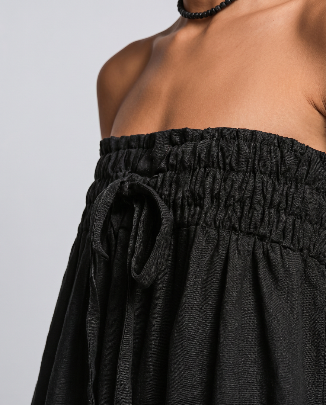 Cherry | Strapless Relaxed Linen-Blend Jumpsuit