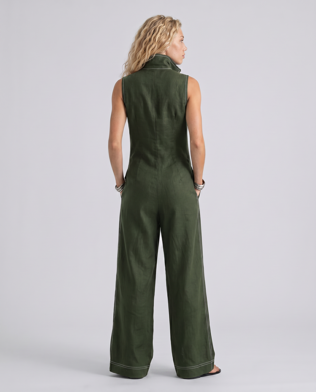 Katina | Sleeveless Contrast Trim Relaxed Jumpsuit