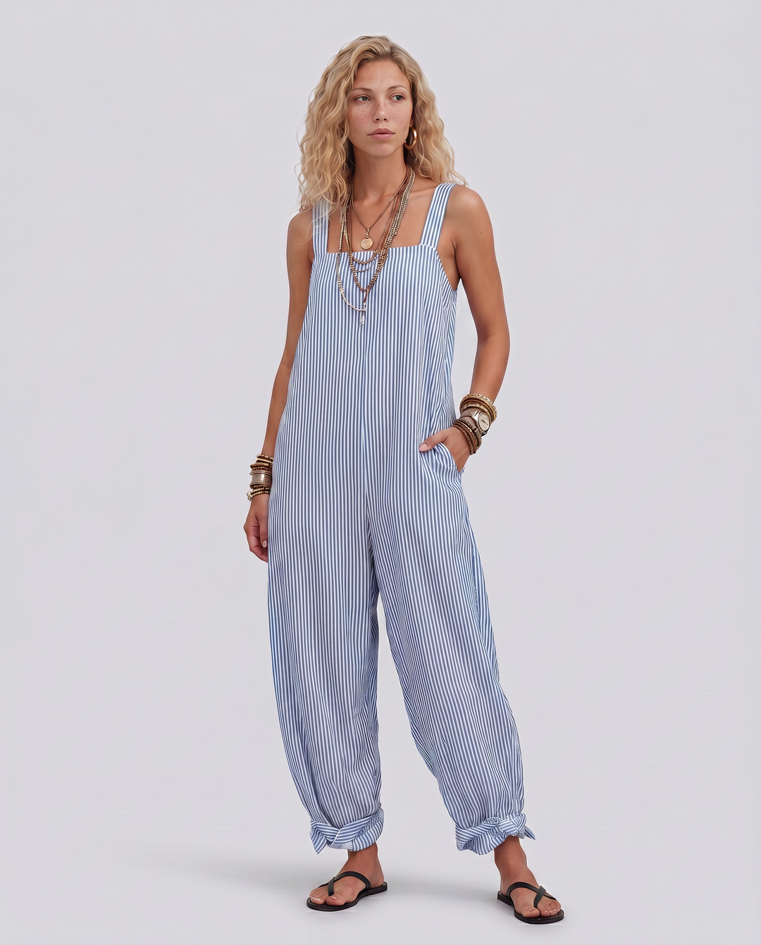 Marlowe | Striped Sleeveless Jumpsuit with Relaxed Fit