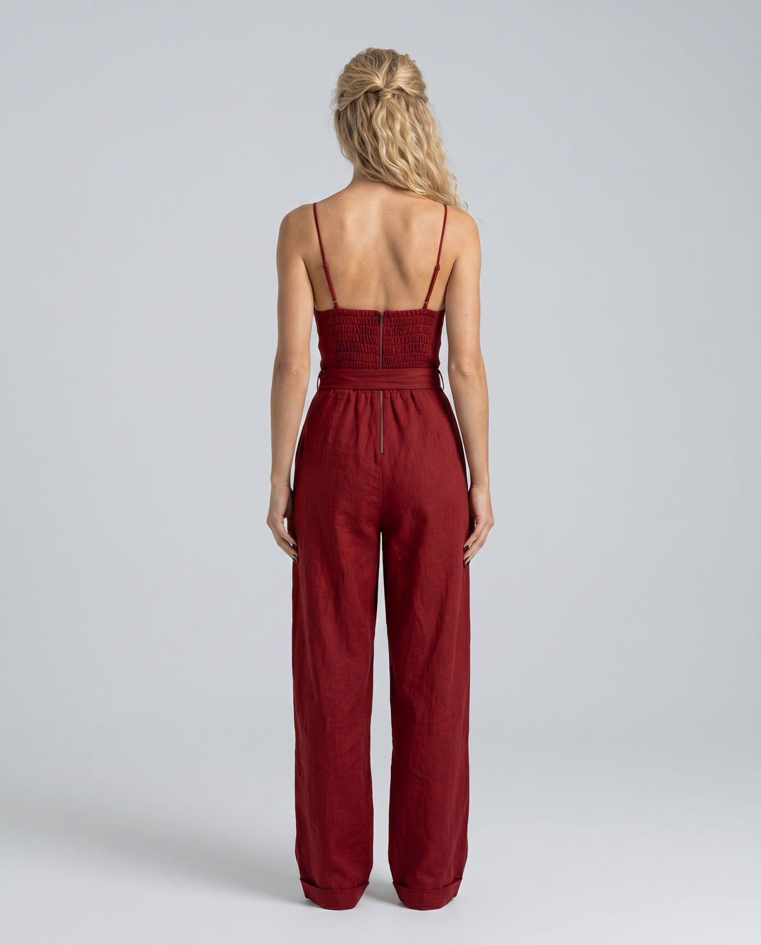 Lynne | Linen-Blend Pleated Jumpsuit
