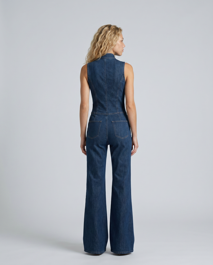 Dorthy | Sleeveless Denim Flared Jumpsuit