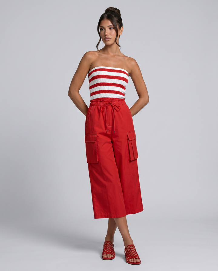 Ronda | Strapless Cropped Wide-Leg Jumpsuit