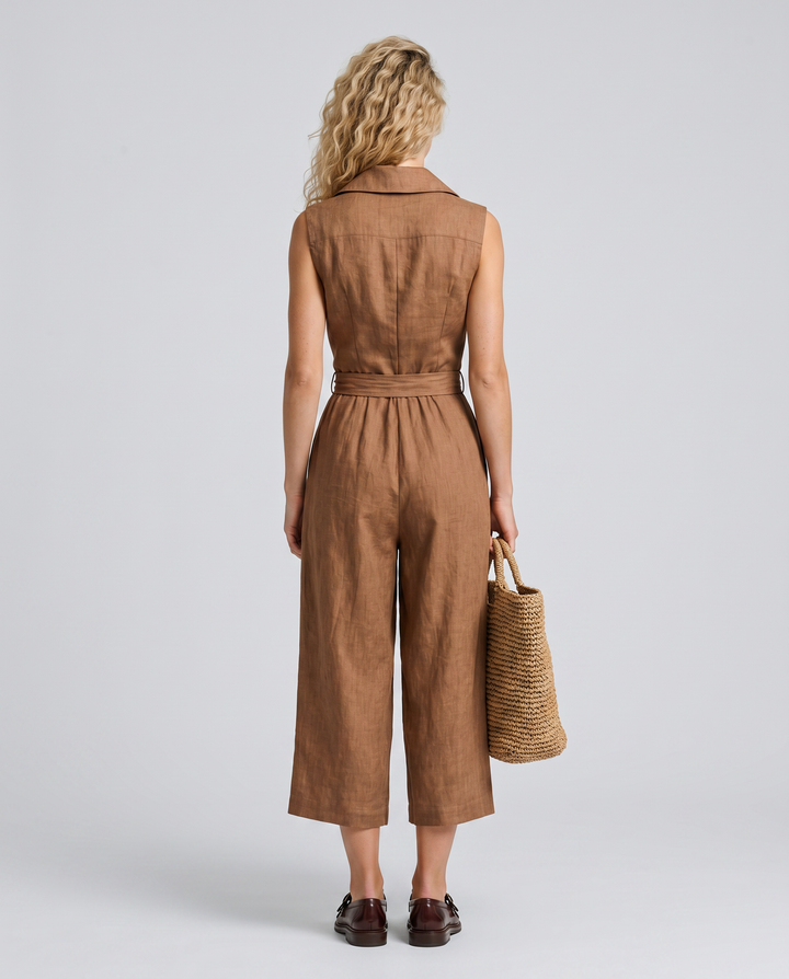 Cleo | Linen-Blend Culotte Jumpsuit